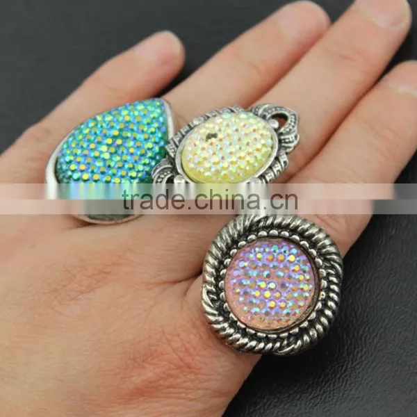 Wholesale Candy Color Alloy Resin Opening Rings photo-2