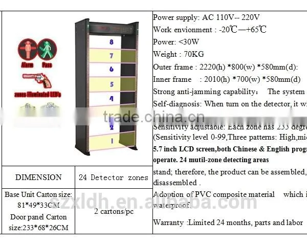 Factory Price CE Appoved OEM Design Walkthrough Metal Detector Door XLD-B photo-3