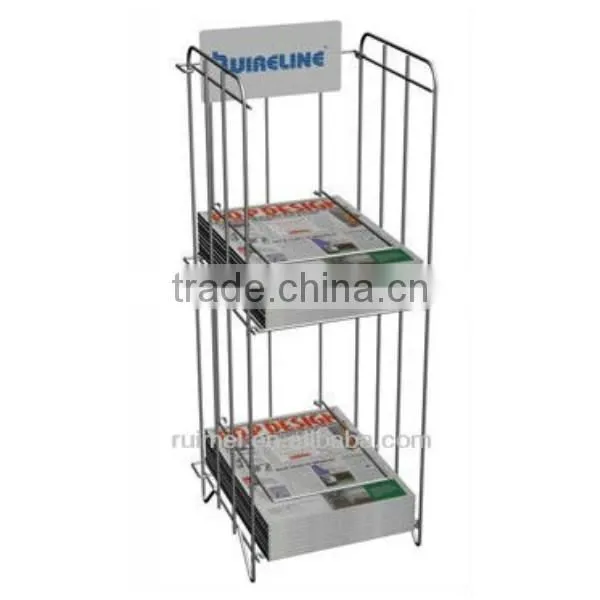 2 Tiers Floor Standing Newspaper Magazine Display Rack photo-3