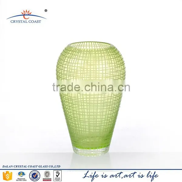 Hand Blown Home Goods Antique Green Glass Vases photo-2