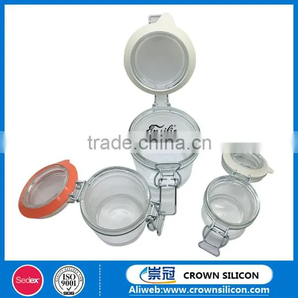 80ml 300ml 350 Glass Storage Jar Sealed Cans With Silicone Seal Rign photo-3