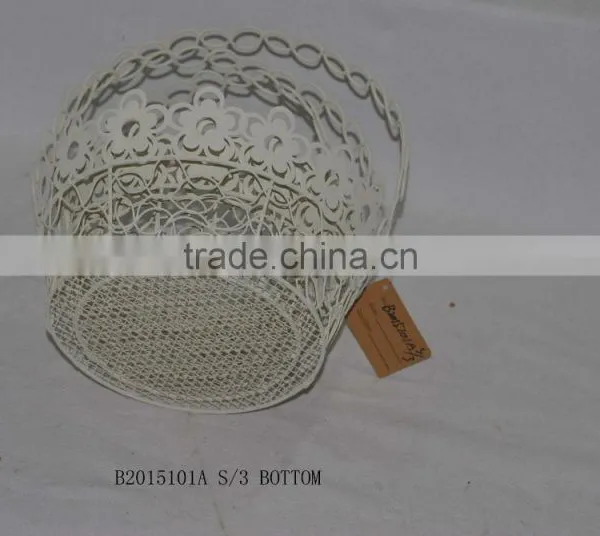 Round Metal Gift Basket With a Handle for Wedding Decoration photo-3