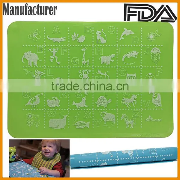 FDA Eco-friendly Cheap Dishwasher Safe Silicone Baby Placemat, Silicone Placemat for Kids photo-2