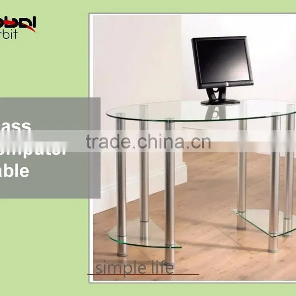 PC Computer Desk Office Furniture Metal Study Desk Glass Computer Table photo-4
