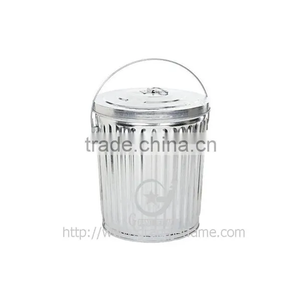 Antique Iron Trash Bin Galvanized Metal Iron Trash Bin photo-5