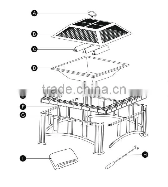 30 Inch Square Slatetable Fire Pit photo-2