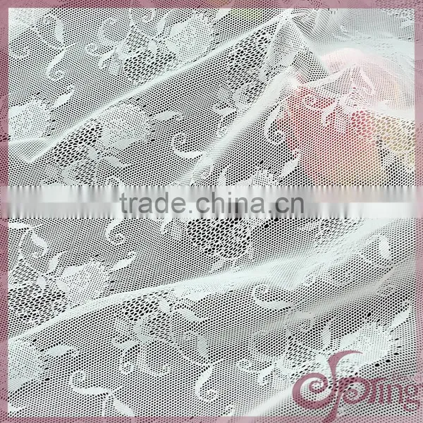 White All Over Flower Decorative Stretch Tricot Fabric Lace Wholesale photo-3