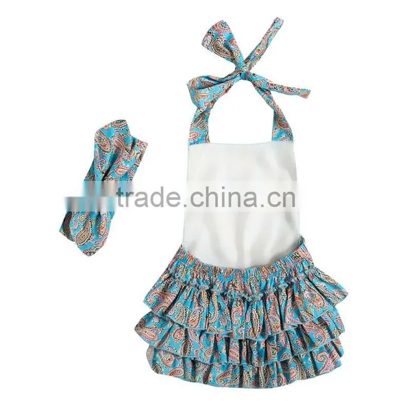 Manufacturers Overseas Baby Boutique Clothes Headband Sets Organic Cotton Floral Sling Romper For The Newborns photo-4