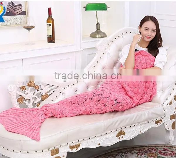 Wholesale Knitted Crochet Mermaid Tail Blanket Mermaid Tail Sleeping Bag photo-4