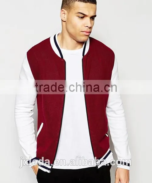 Knitted Burgundy Baseball Jacket, Stylish 3XL Coat Men photo-2