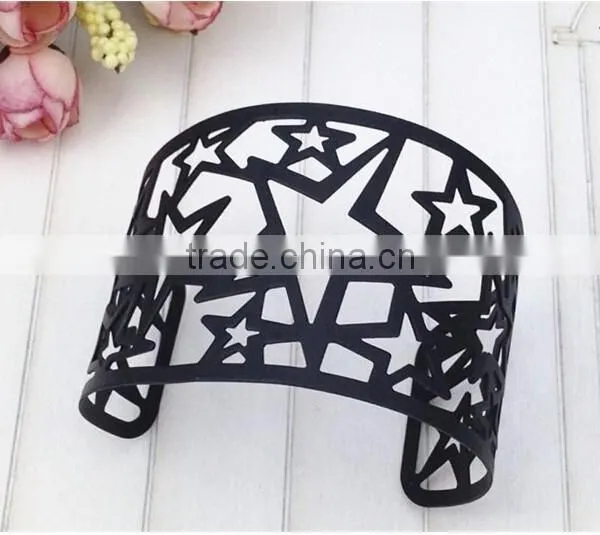 Personality High Quality Iron Stars Hollow Black Bangle Jewelry Manufacture photo-3