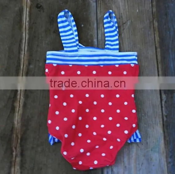 Boutique Kids Girls Swimwear 2016 Beach Wear Children Swimsuit White Polka Dot Bathing Suit Playsuit photo-3