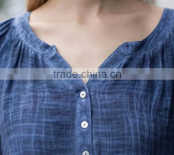 Casual Blouse for Young Lady Fat Lady Dress Latest Summer Shirt Loose Style Blouse for Young Ladies photo-4