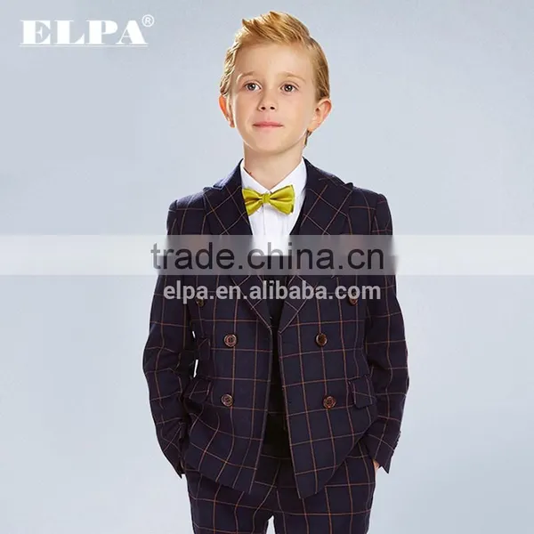 ELPA Plaid Kids Fashion Clothes Fancy 3 Pieces Woolen Kids Boy Suit photo-3