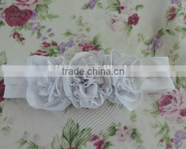 Lovely Baby Girls Hair Accessories Three Flower Elastic Headband Many Solid Colors Choice photo-5