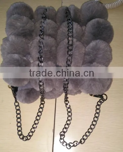 New Product Faux Rabbit Fur Ball Bag Selling Hot Package Bag Rabbit Hair Ball photo-3