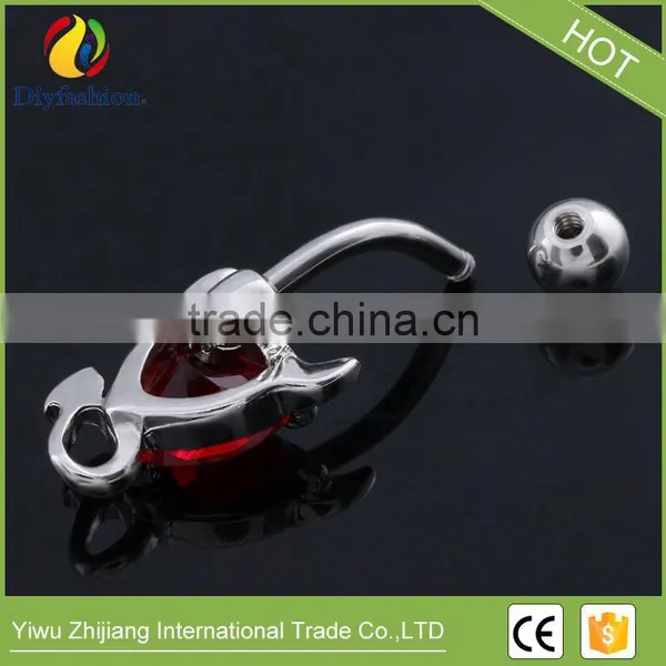 Plastic Heart Shape CZ Navel Ring Made in China photo-3