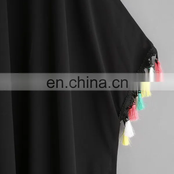Colorful Tassel Trim Summer Women Handkerchief Kimono Loose Beach Kimono Fashion photo-4