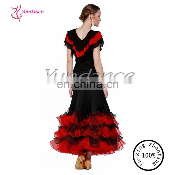 AB033 Black and Red Puffy Show Dance Wear, Modern Dance Wear photo-2
