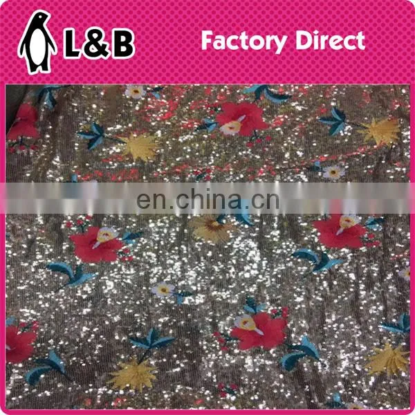 New Fashion Wholesale Flower Embroidery Sequin Fabric photo-4