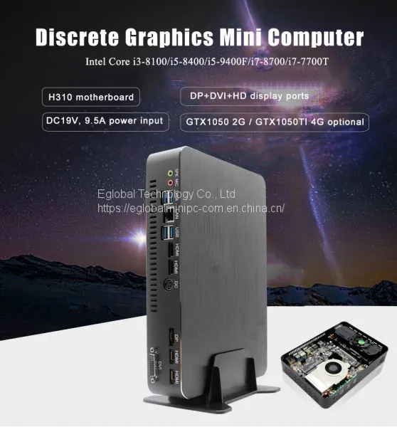 Eglobal Intel Core I5-9400F Gaming PC 6 Cores 6 Threads Nvidia GTX 1050 4GB Mini PC 2*DDR4 2*HDMI 2.0 1*DP 1*DVI WiFi