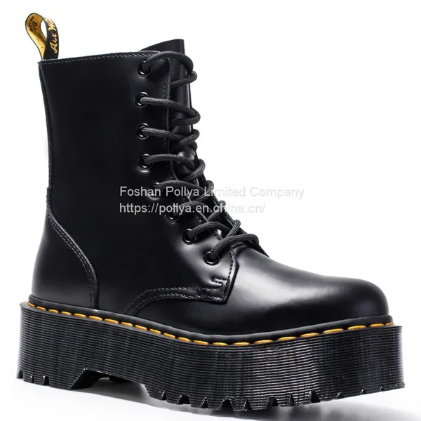 Jadon High Top Thick Bottom 8 Hole Martin Side Zipper English Women's Short Boots Sponge Bottom Lacing Work Boots photo-2