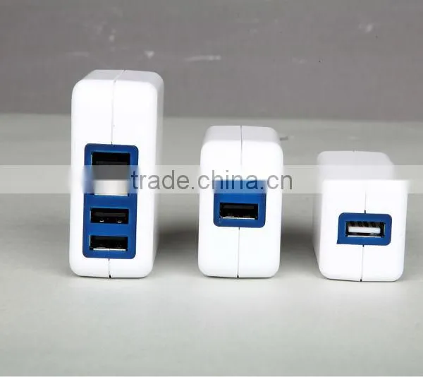 2014 New Product USB Travel Charger With White Shell 4 Port Blue USB Connector photo-2