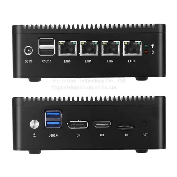 Rugged Fanless 4 LAN Factor Mini PC Intel Celeron J4125 2.0GHz DDR4 Embedded Industrial Computer photo-4