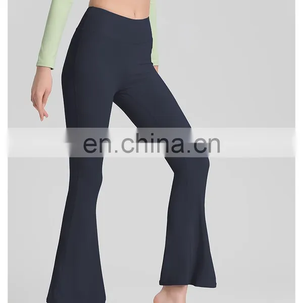 Fashion High Waist Wide Leg Flared Hot Gym Yoga Pants Butt Lift Bell Bottom Dance Fitness Leggings Workout Sport Wear For Women photo-5