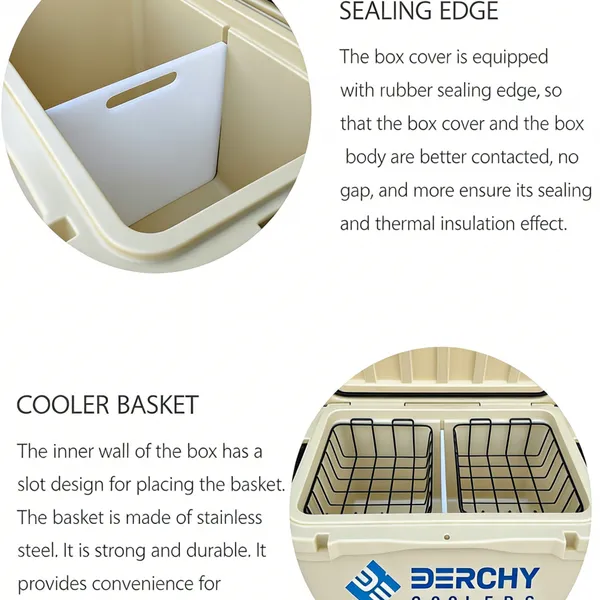 New Style 45qt Custom Logo Insulated Portable Thermal Food Beverage Hard Cooler Box for Camping Travel photo-5