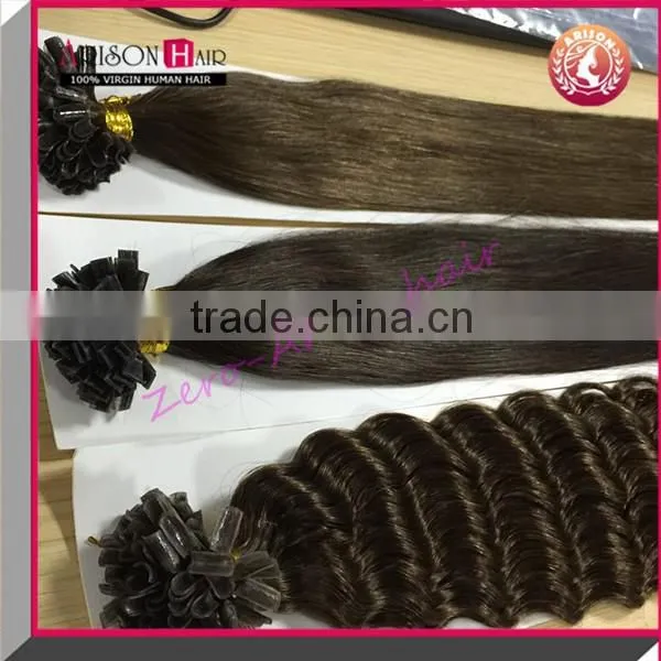 100% Indian Cheap Virgin Remy Human Keratin Hair Extension Pr-bonded Flat Tip Keratin Tipped Human Hair Extension photo-4