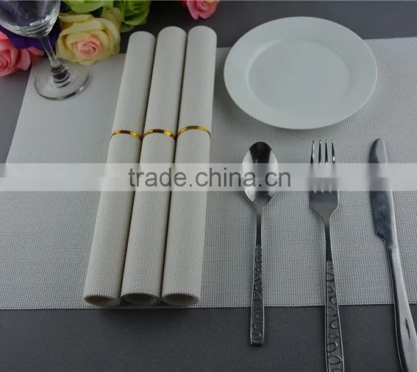 Wholesale Price 75g PVC Woven Mesh Placemat White Pure Color 1*2 Series 45*30cm photo-4
