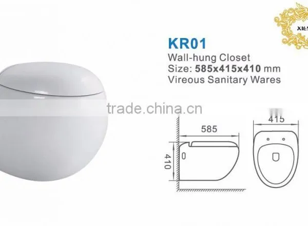European Quality Standard Bathroom Wall Hung Toilet / Wall Hung wc / Wall Mounted Toilet Round Wall-hung Toilet Bowl photo-2