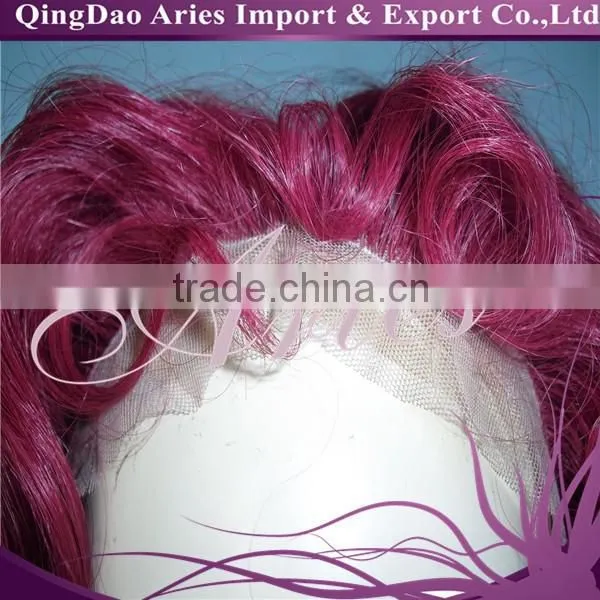 New Products in 2015 Brazilian Virgin Hair Loose Wavy Rihanna Red Human Hair Lace Front Wig photo-3