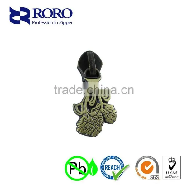 RORO151437#5 Zinc Alloy Tree Shape Zipper Silder and Puller Design