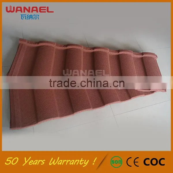 Guangzhou Factory Wanael Roman Light Weight Galvanized Metal Stone Coated Roof Tile photo-3