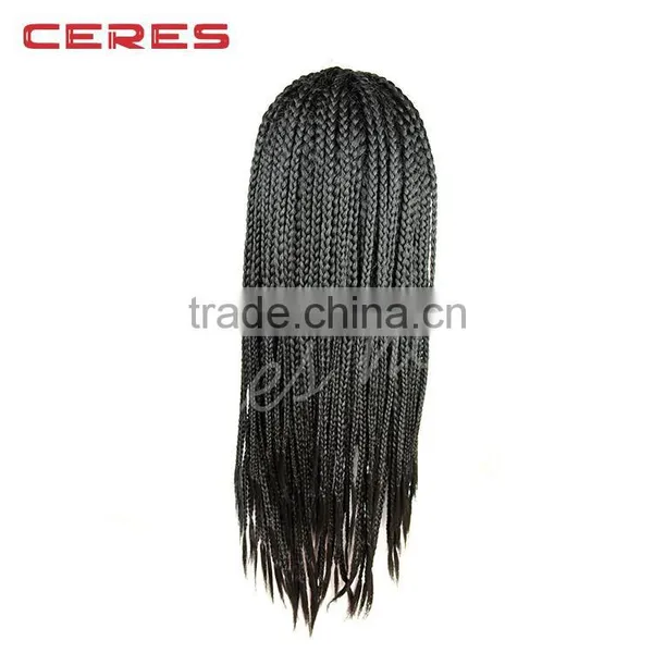 Wholesale Natural Black Color Synthetic Hair Crochet Braided Lace Wig for Black Women Quality Choice photo-5