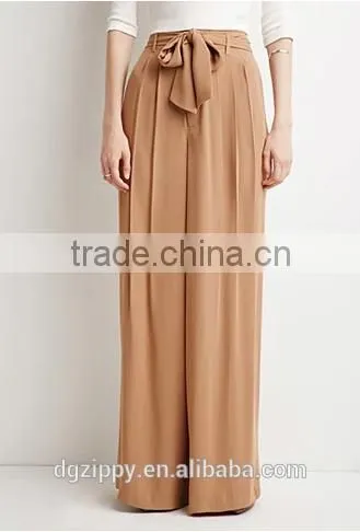 2015 New Arrival China Wholesale Trousers Fabric ,belted Wide Leg Pants for Woman Quality Choice photo-4