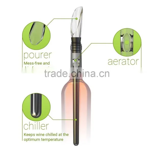 Wine Chiller Stick,Stainless Steel Chill Rod,All in One Pourer and Aerator - Best Choice For Wine Lovers' Gift photo-3