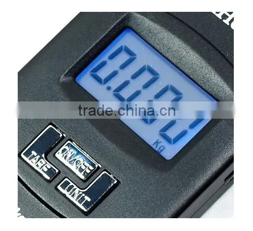 50kg Double Precision Black Electronic Luggage Scale Belt/hook Blue Backlight Lcd photo-4