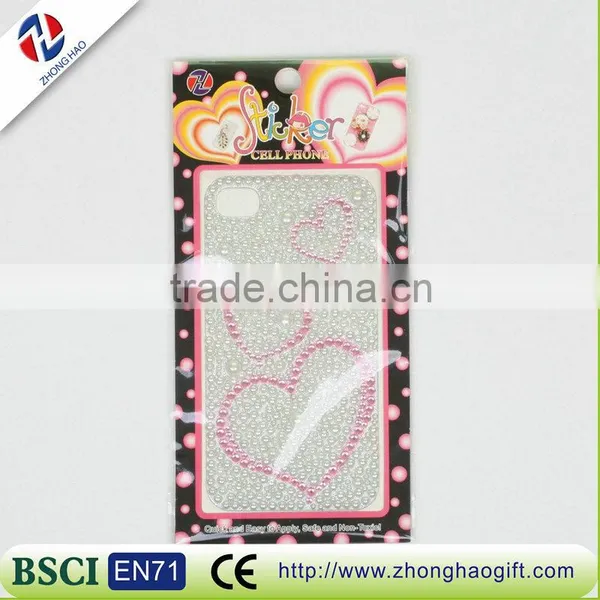 Love Heart Shape Crystal Strass Cell Phone Sticker photo-2