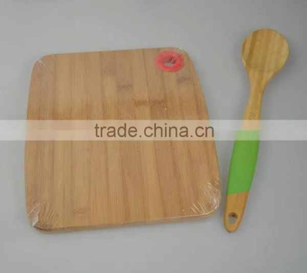 2015 Green Color Silicone Longe Handle More Thickness With Bamboo Wooden Spatula and Spoon Flat Utensil Set photo-3