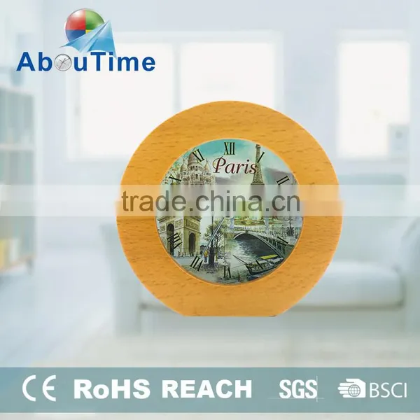 Mini Round Luxury Promotion Wood Table Clock photo-2