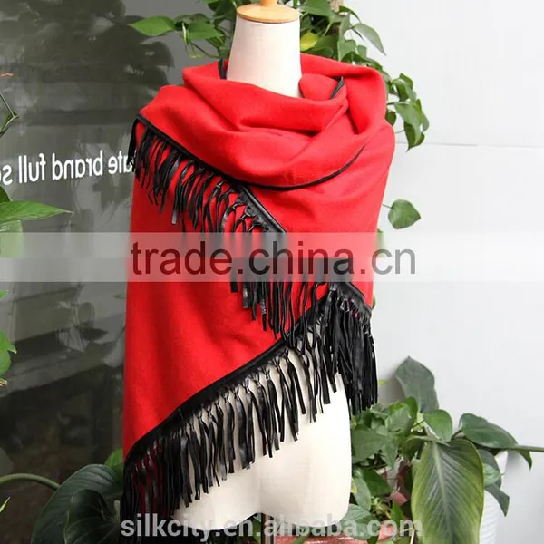 Fringe Hem Custom Winter Pashmina 100% Cashmere Triangle Scarf