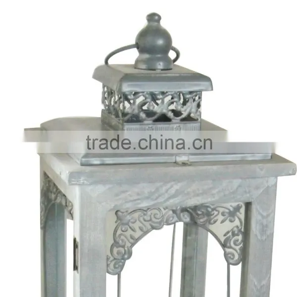 Metal Lantern Moroccan Candle Lanterns Wooden Candle Holder photo-3