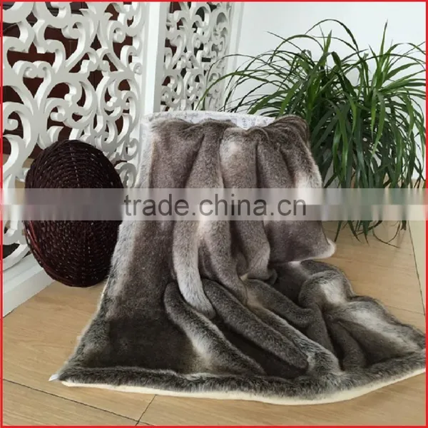 Wild Mannered Gray Fox Faux Fur Throw Blanket photo-2