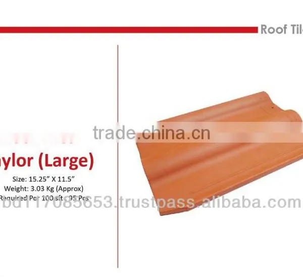 Roof Tiles Taylor Big Size/Nut Hole/ Clay, Natural Color/ Eco Friendly/ Heat Insulation/ Water Resistance/ Cooler Temperature