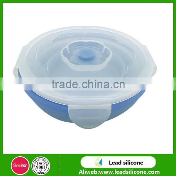 Carry-on Foldable Silicone Bowl With Lid/ Collapsible Silicone Small Bowl For Camping photo-3
