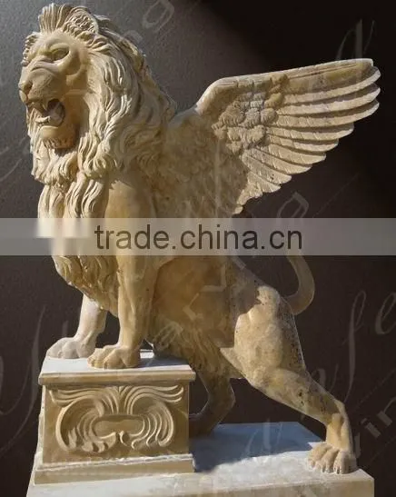 Hand Carved Marble Stone Lion Statue Sculpture Garden Yard Decoration Item photo-3