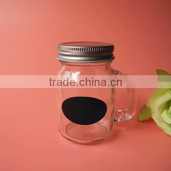 Small Handling Screw Cap Sealing Glass Mason Jar With Blackborad photo-4